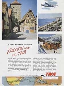 1952  TWA - Europe - vintage