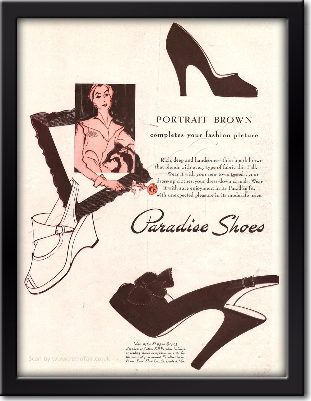 1949 Paradise Shoes Retro Fashion Shoe Ad