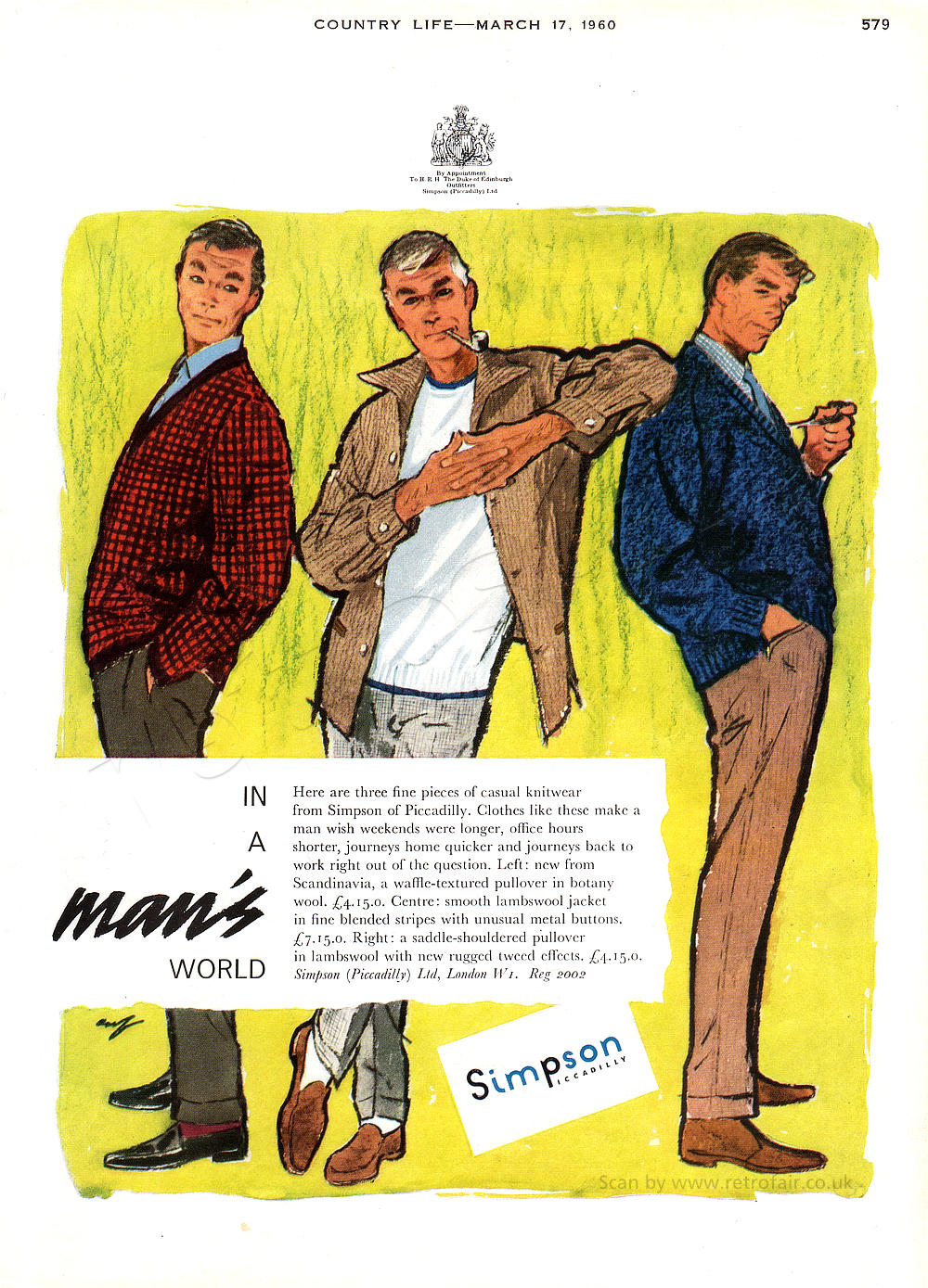 1960 Simpson Of Piccadilly Retro Magazine Advert
